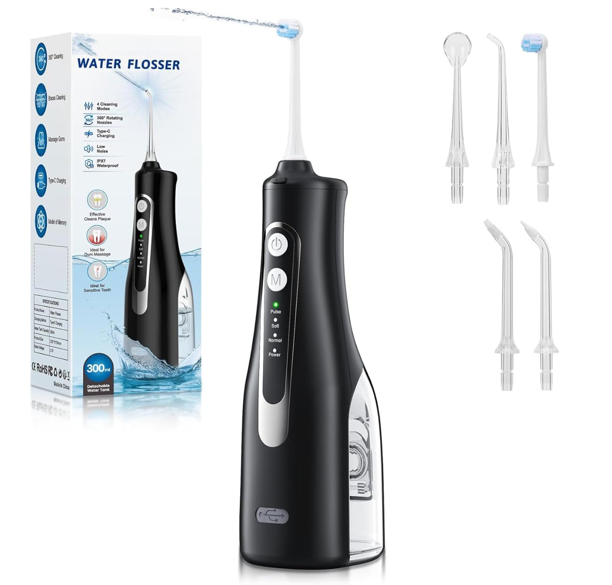 Portable Water Dental Flosser 300ML Oral Care for Home and Travel