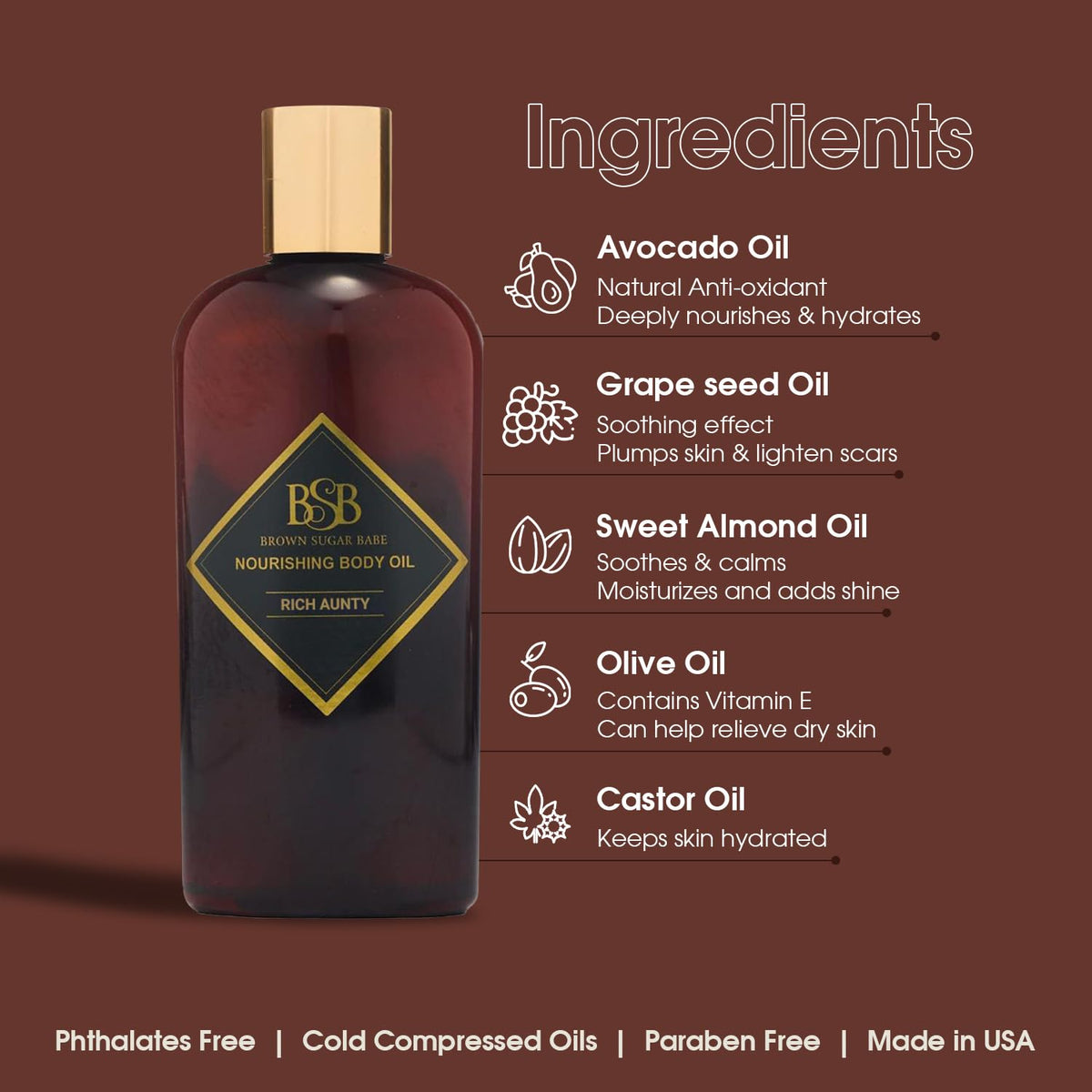 Nourishing Body Oil with Almond Avocado Olive and Rose Oils