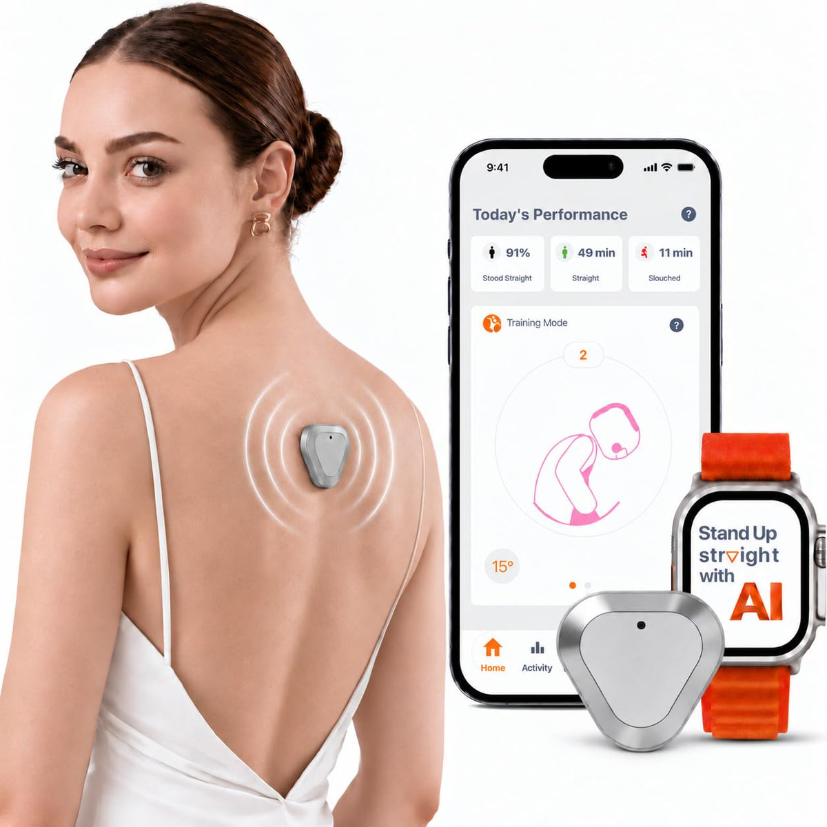 AI Powered Posture Corrector Trainer Device for Back Support and Alignment