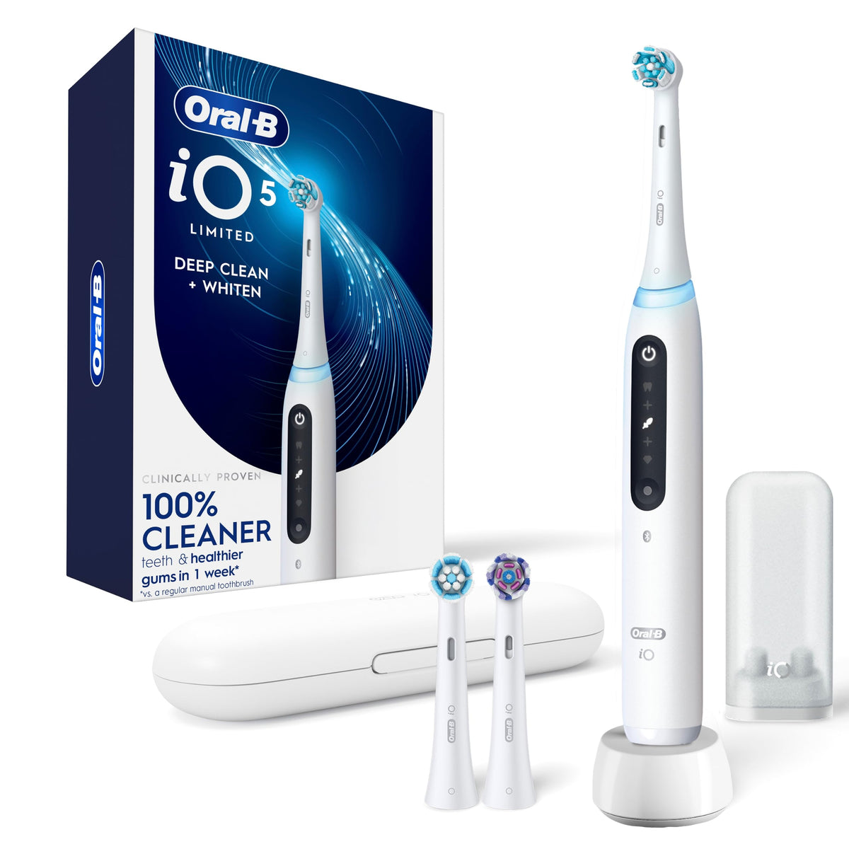 Rechargeable Electric Toothbrush with 3 Brush Heads and Travel Case
