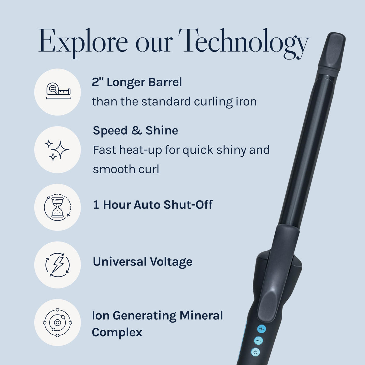 Long Barrel Curling Iron Moisture Heat Technology Hair Styling Tool