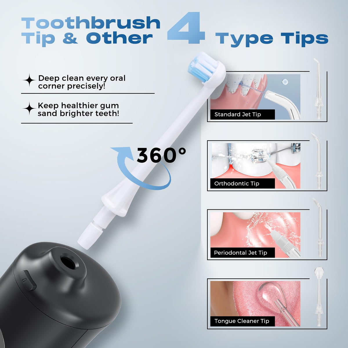 Portable Water Dental Flosser 300ML Oral Care for Home and Travel