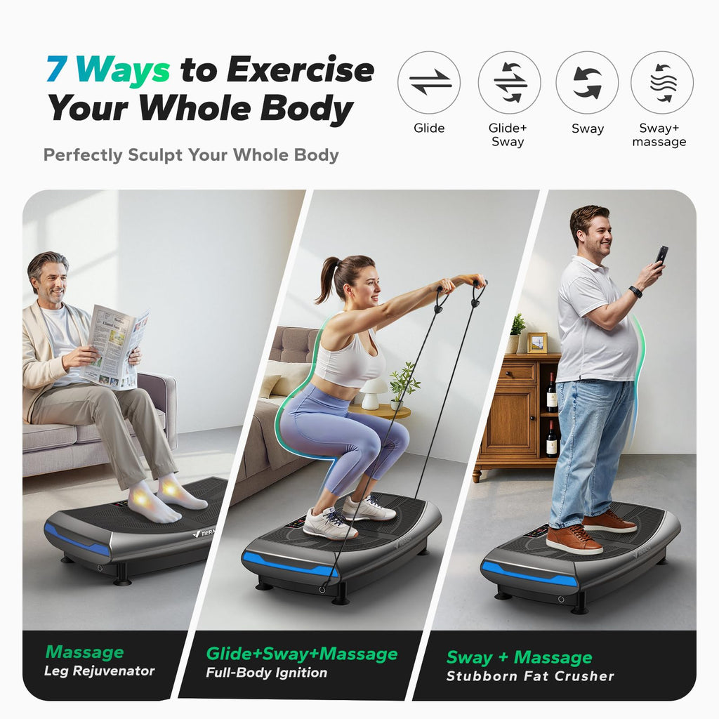 4D Vibration Plate Exercise Machine with Adjustable Speeds and Home Fitness Use