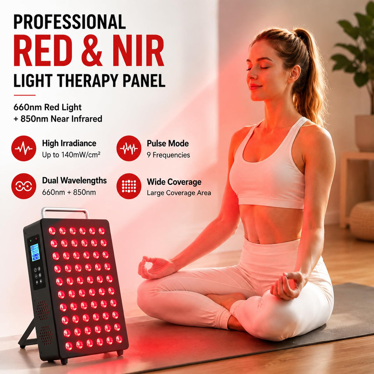 Red Light Therapy Panel 660nm 850nm for Face and Body Care