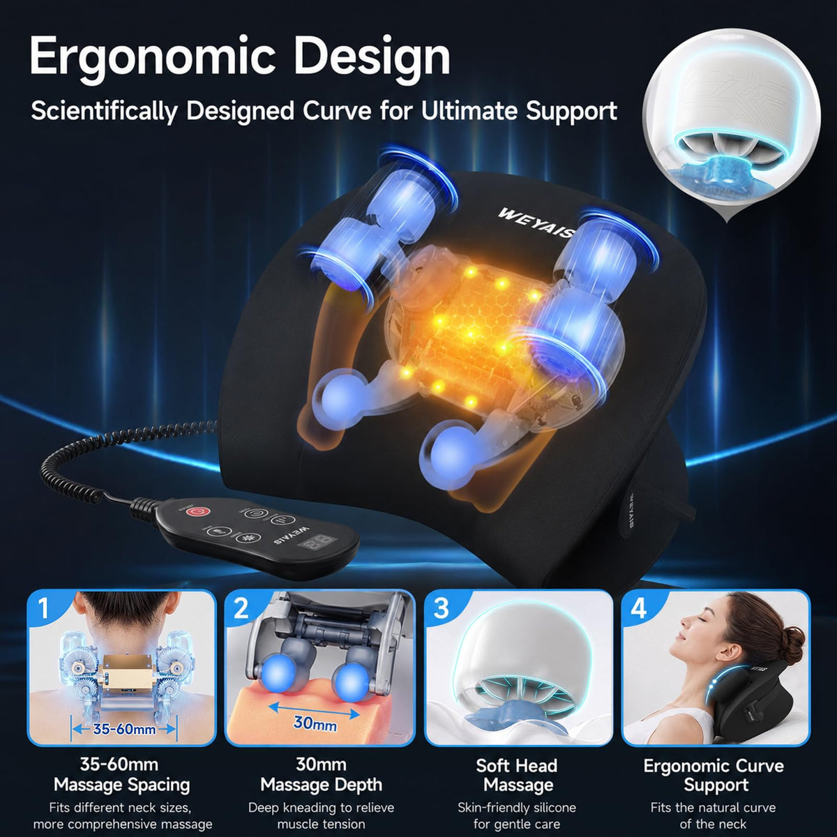 Neck Massager Pillow with Heat Deep Tissue Massage for Neck and Shoulder Care