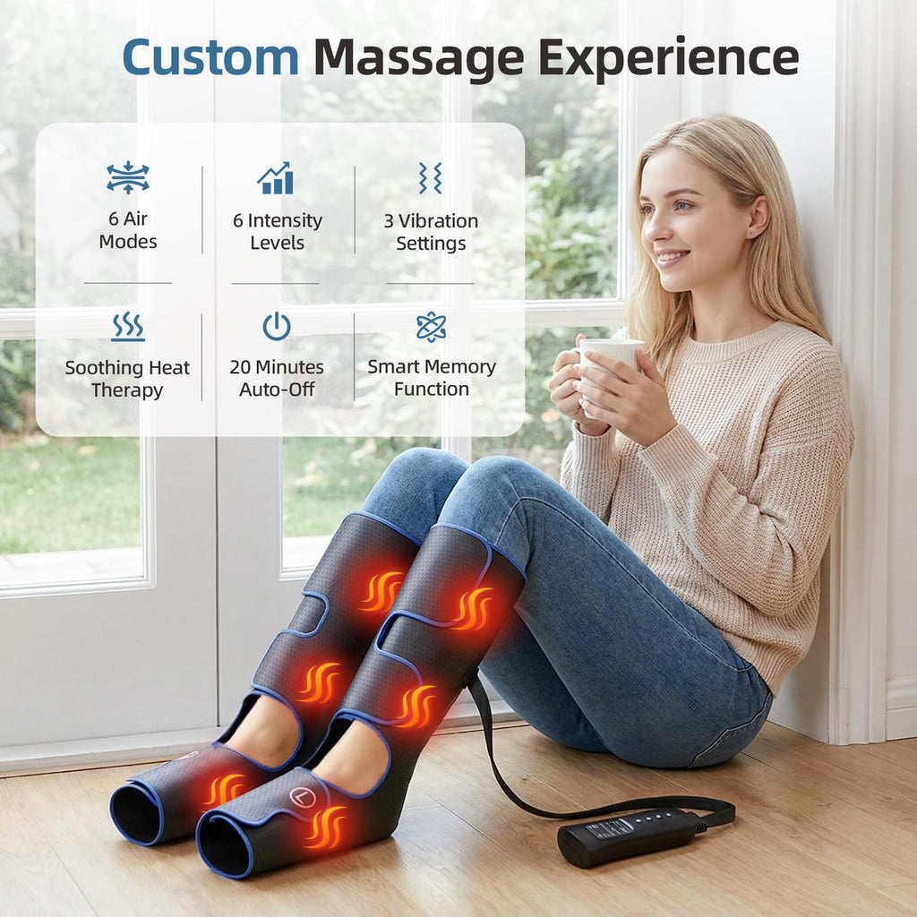 Air Compression Leg Massager with Heat Foot Boots for Relaxation Care