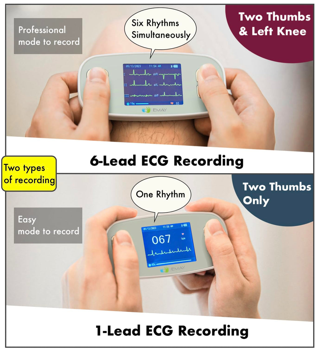 Portable 6 Channel ECG Monitor with Heart Rate Tracking for Home Use