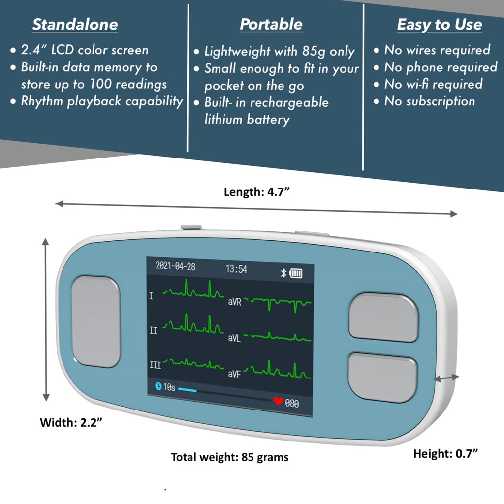 Portable 6 Channel ECG Monitor with Heart Rate Tracking for Home Use