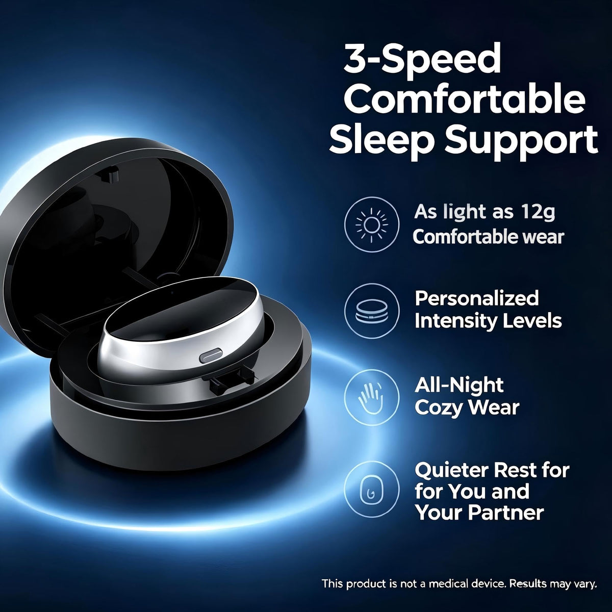 Portable Anti Snore Device with 3 Speed Adjustment for Better Sleep