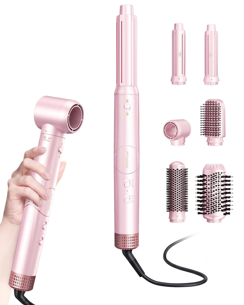 6 in 1 Air Multi Styler Hair Dryer Brush with Auto Wrap Curlers