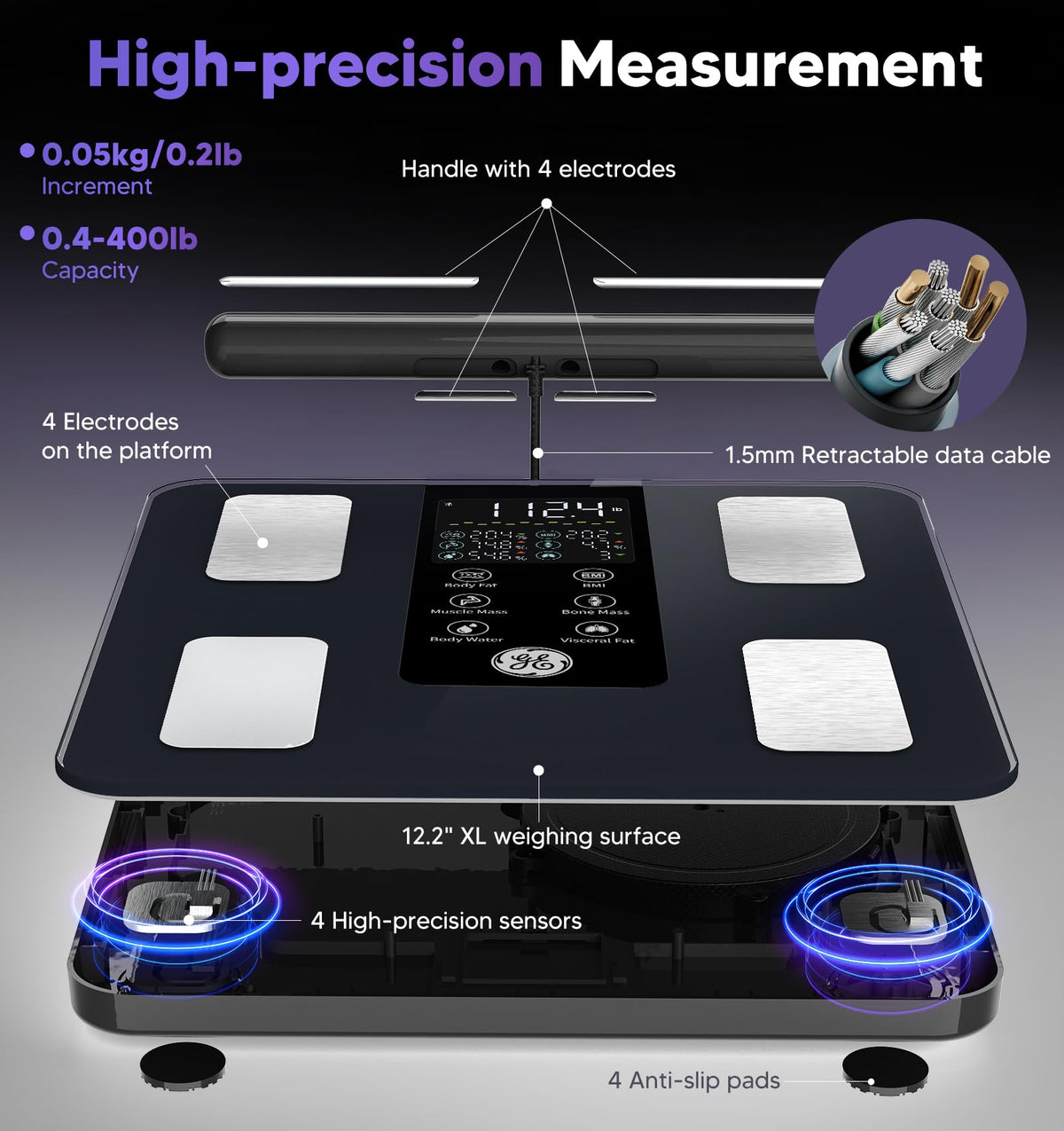 Smart Body Weight Scale Full Body Composition Analyzer with 50 Metrics