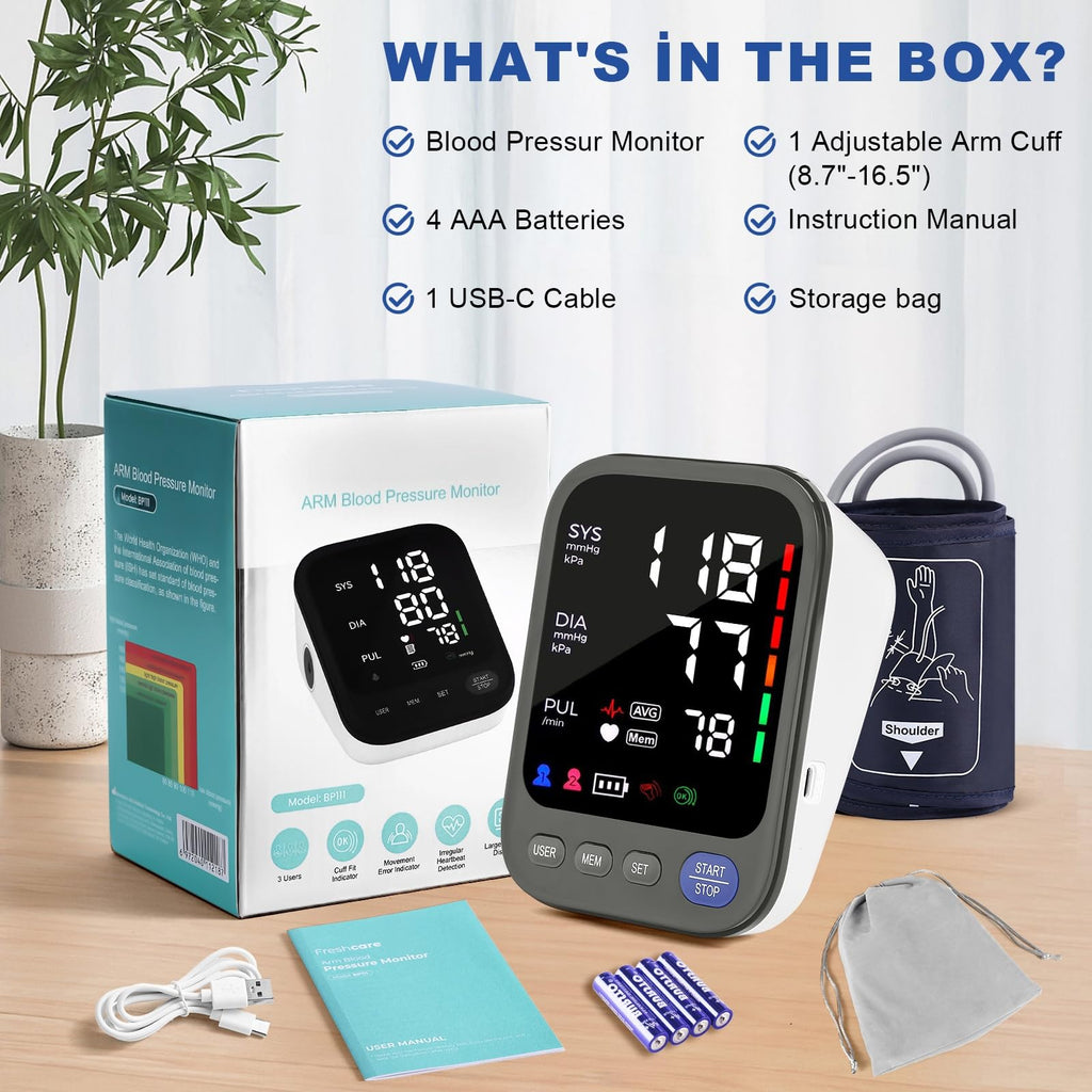 Automatic Upper Arm Blood Pressure Monitor with Large Screen Display