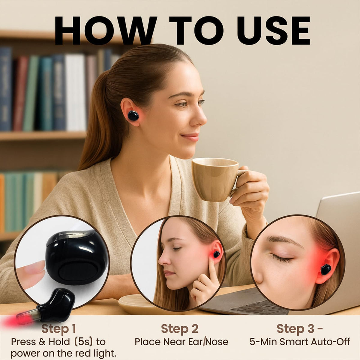 650nm Red Light Therapy Device for Ear and Nose Care