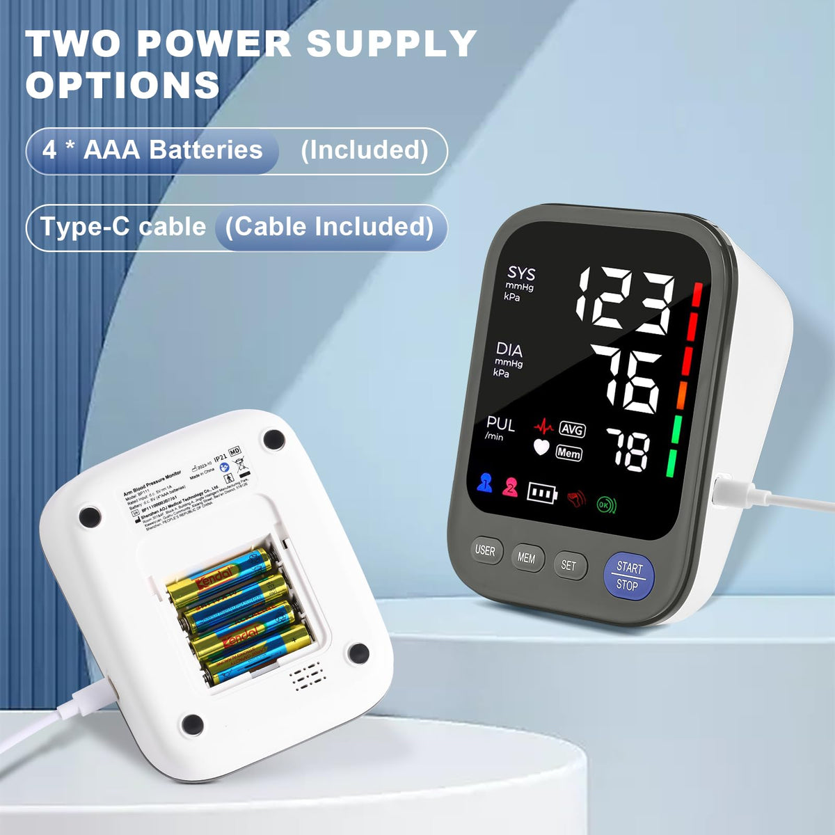 Automatic Upper Arm Blood Pressure Monitor with Large Screen Display