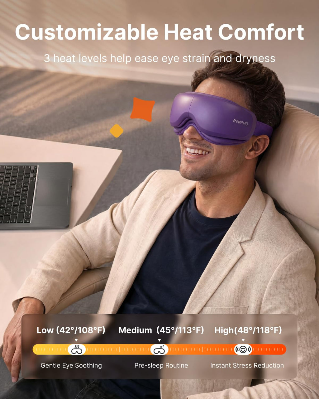 Ultra Quiet Heated Eye Massager for Relaxation and Eye Care