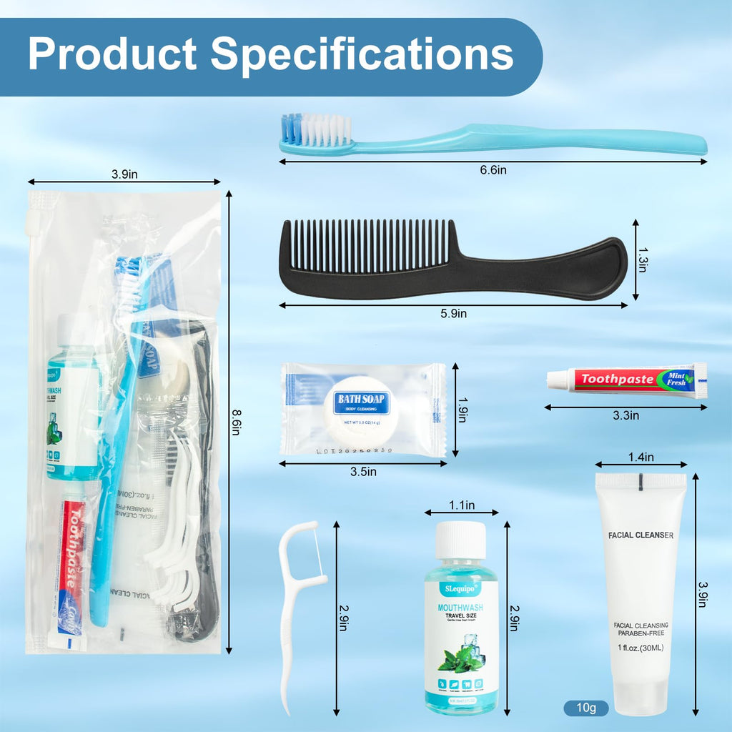 Travel Toothbrush Kit with Toothpaste Mouthwash and Hygiene Essentials