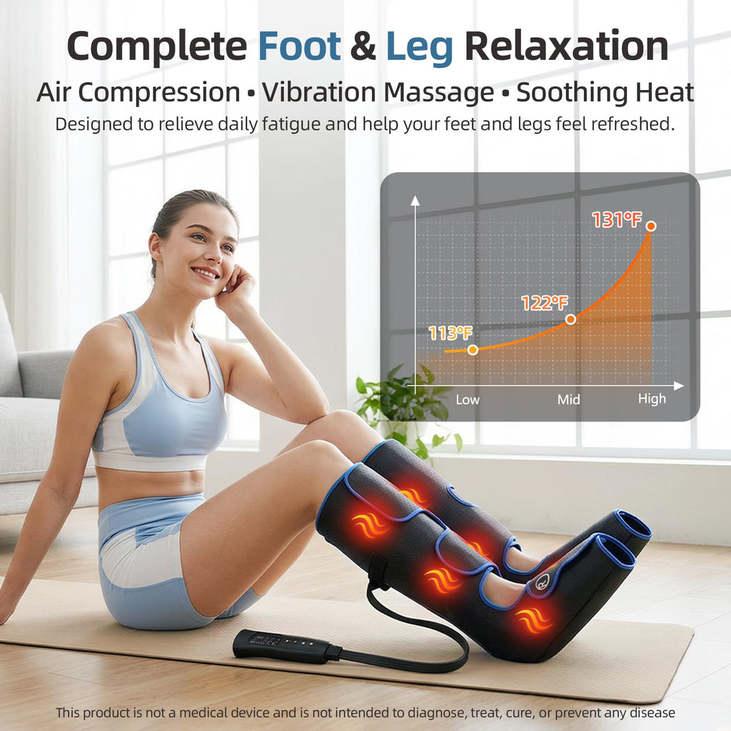 Air Compression Leg Massager with Heat Foot Boots for Relaxation Care