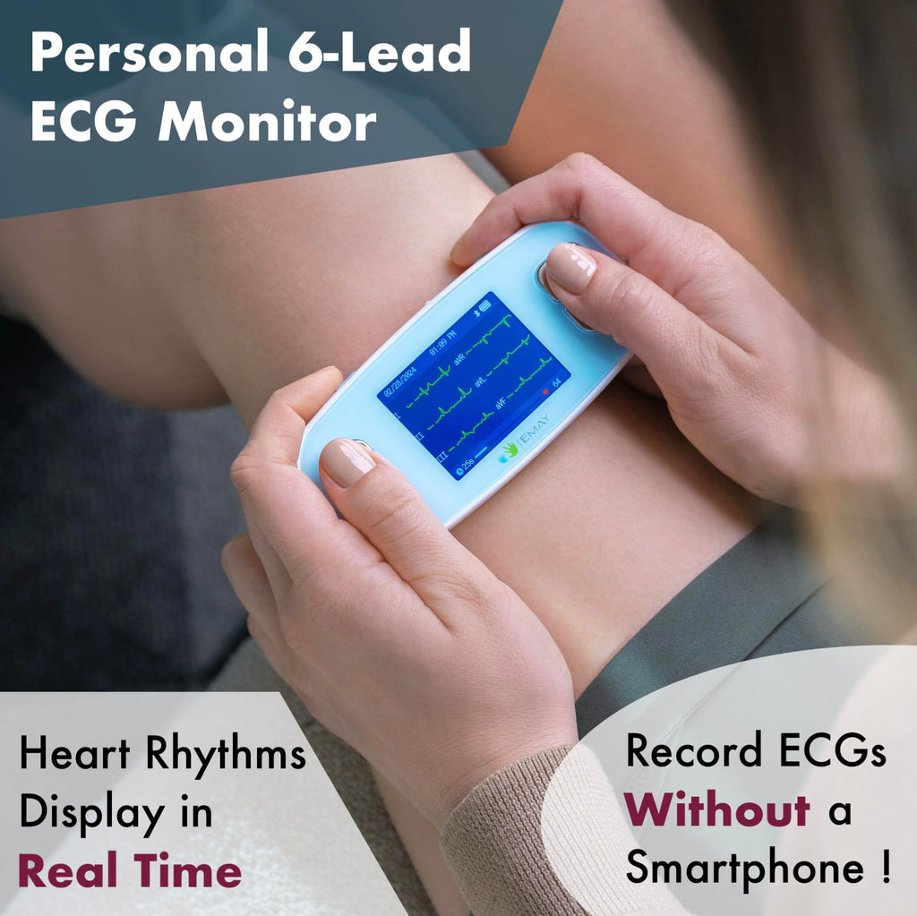 Portable 6 Channel ECG Monitor with Heart Rate Tracking for Home Use