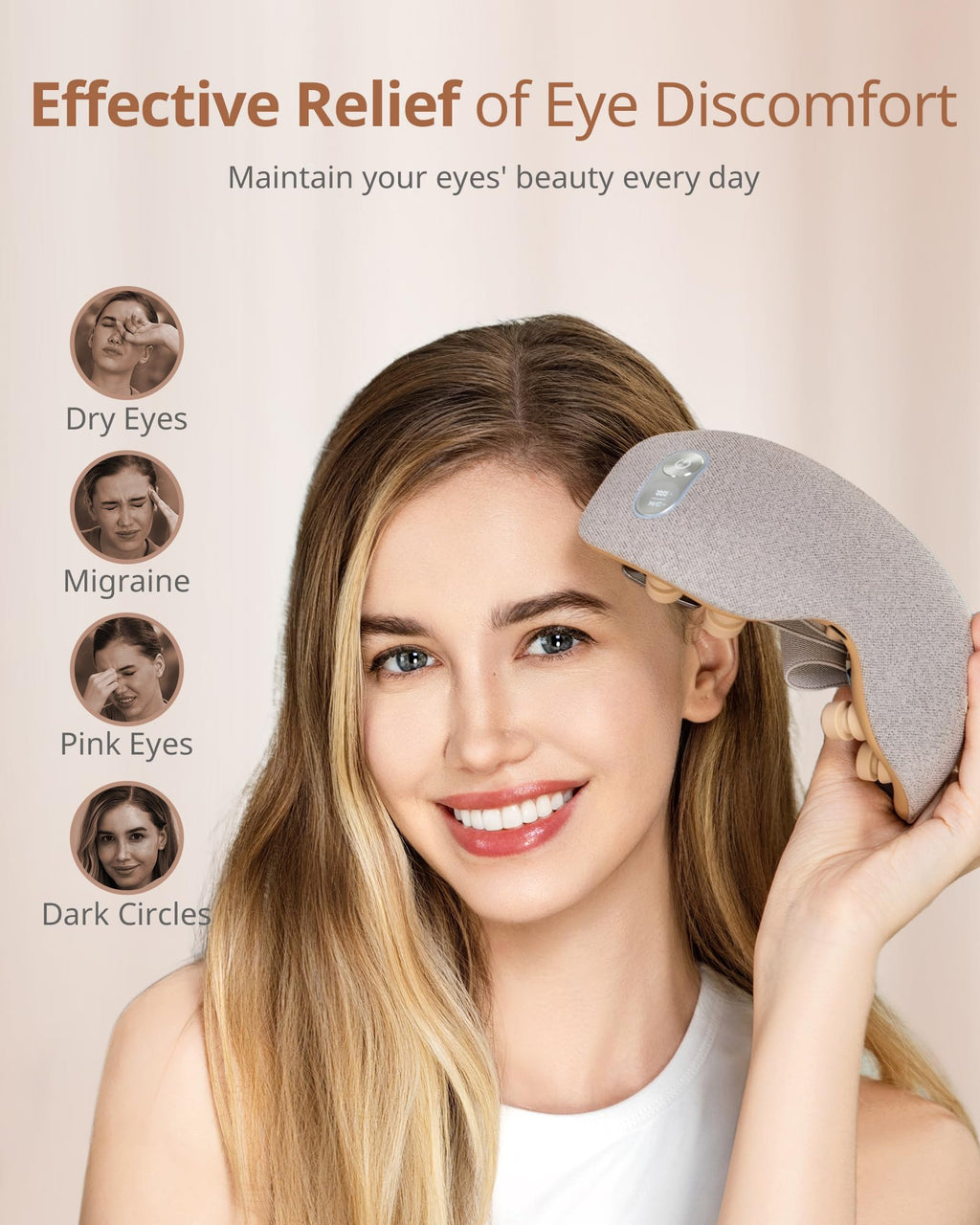 Heated Eye Massager with Heat Cool Therapy Bluetooth and Vibration Care