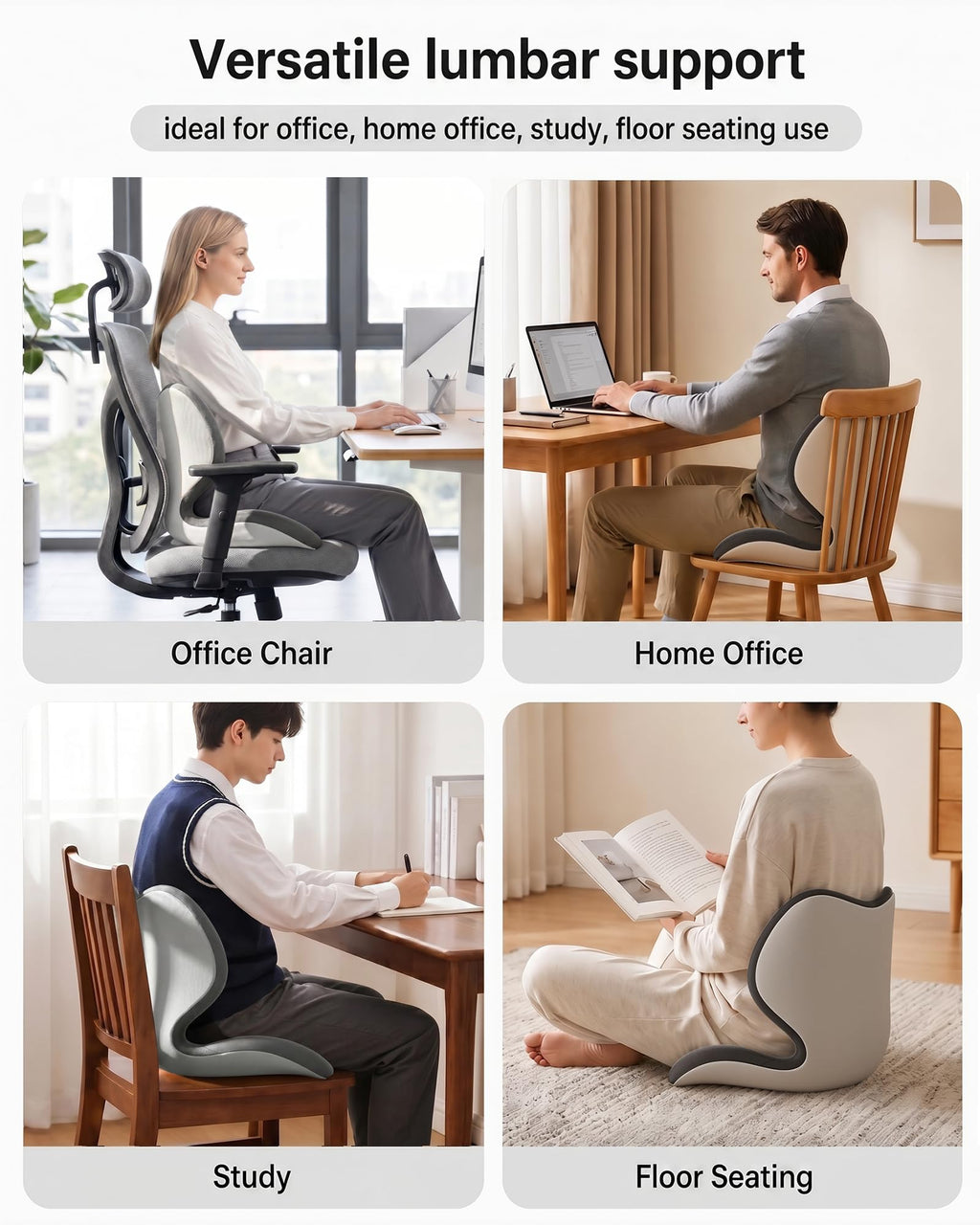 Ergonomic Back Posture Support Cushion for Office Chair Use