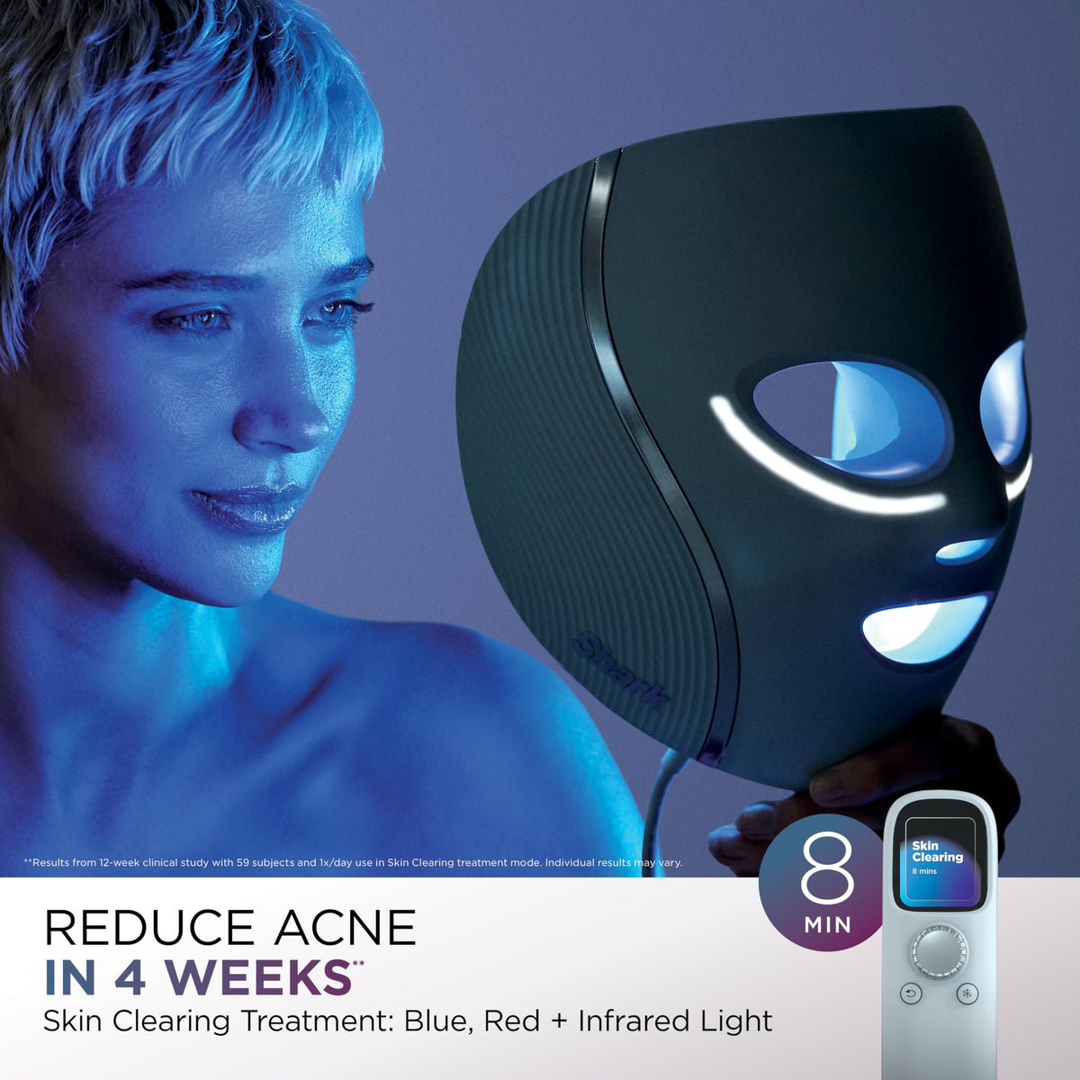 LED Face Mask with Red Blue Light Therapy Under Eye Cooling Skincare Device