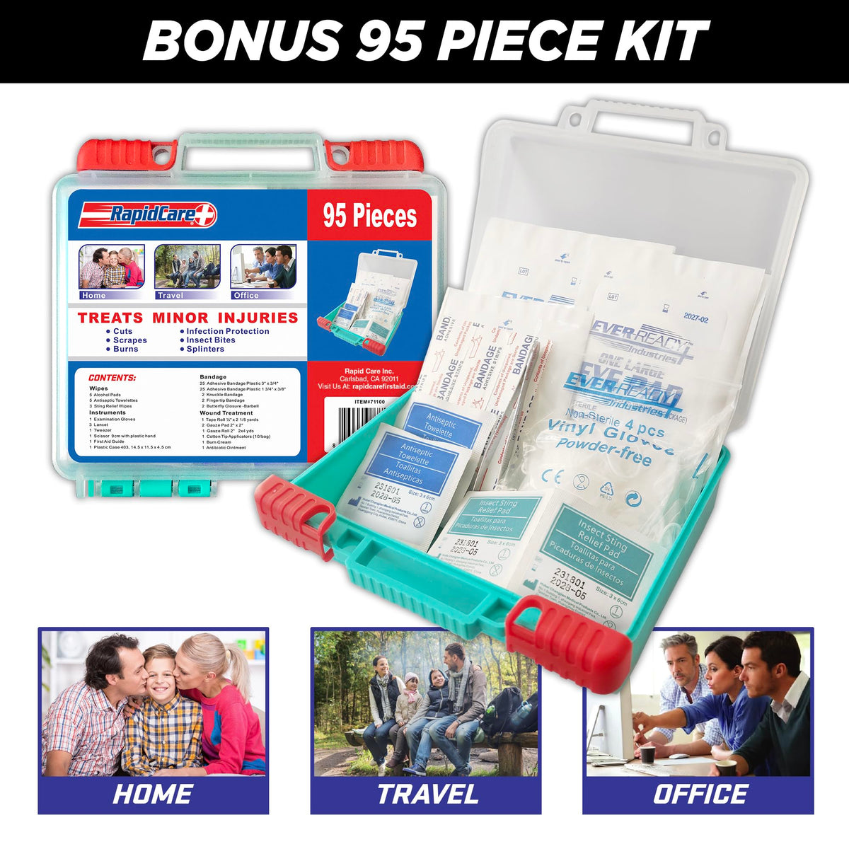 300 Piece First Aid Kit Emergency Medical Supplies for Home Work and Travel