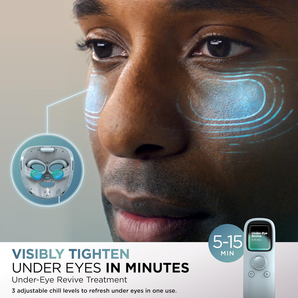 LED Face Mask with Red Blue Light Therapy Under Eye Cooling Skincare Device