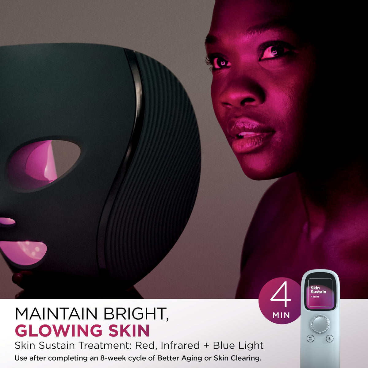 LED Face Mask with Red Blue Light Therapy Under Eye Cooling Skincare Device