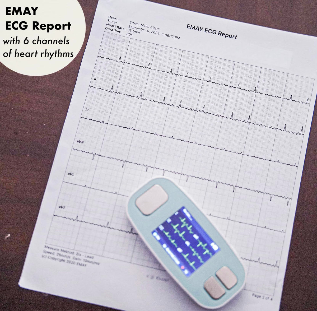 Portable 6 Channel ECG Monitor with Heart Rate Tracking for Home Use