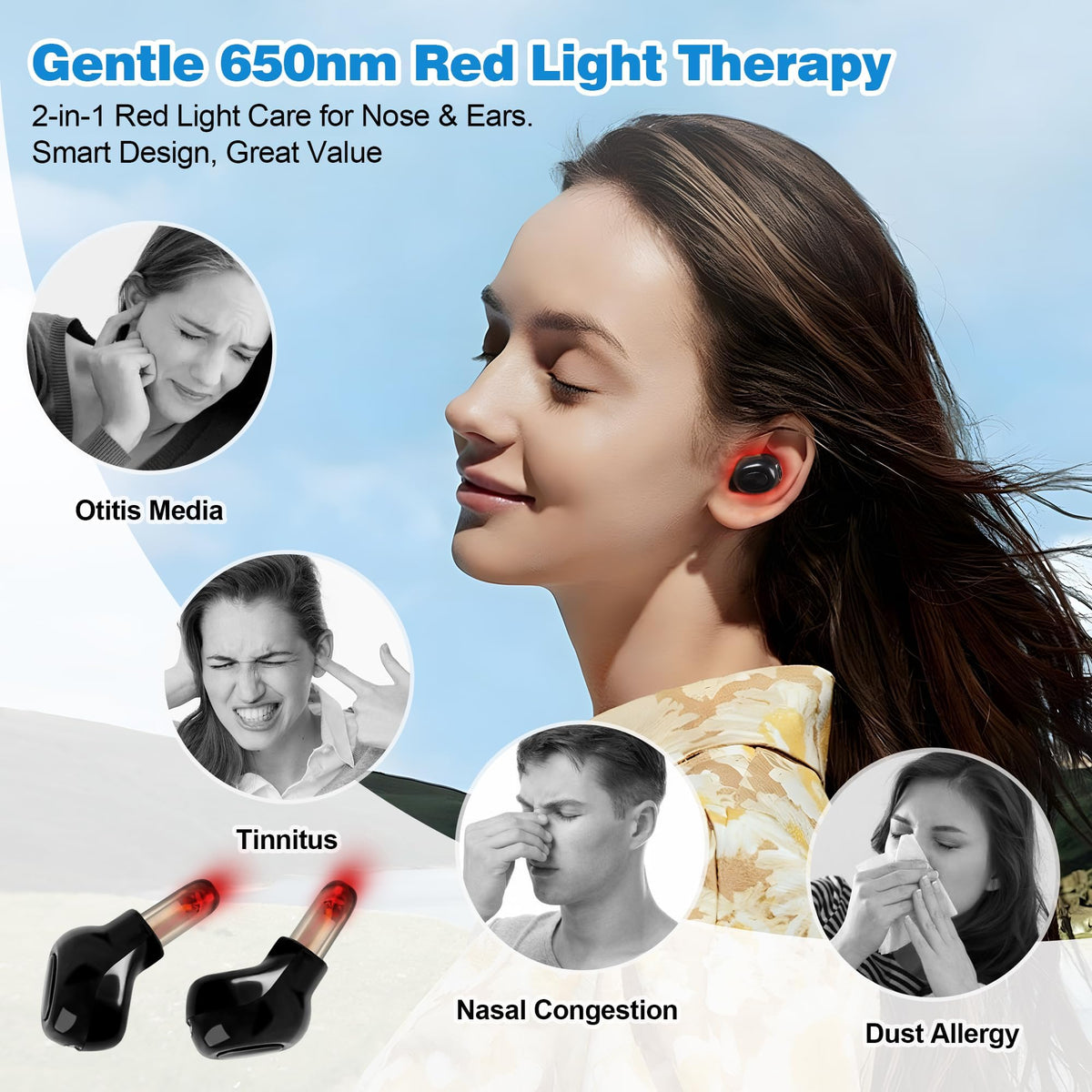 650nm Red Light Therapy Device for Ear and Nose Care
