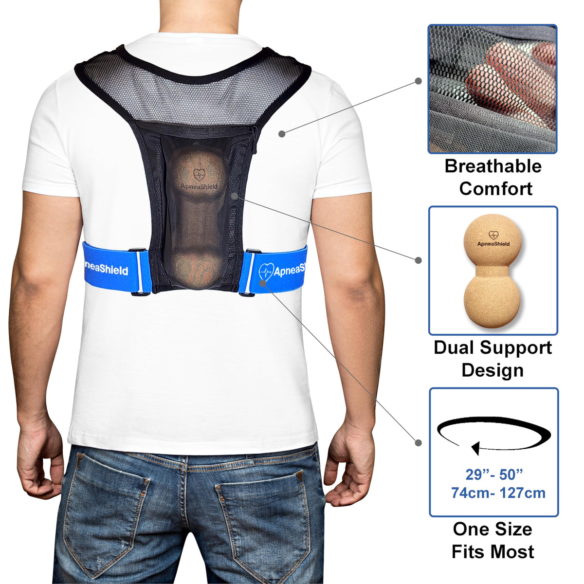 Side Sleep Position Trainer Anti Snoring Device for Sleep Support and Comfort